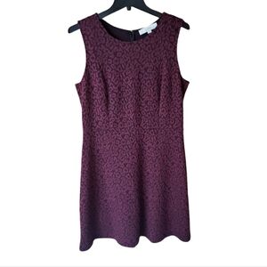 LOFT Sleevles Knit Burgundy Dress Midi Size 10